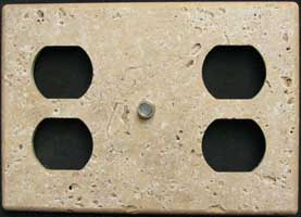 Three gang tumbled durango travertine switch plate